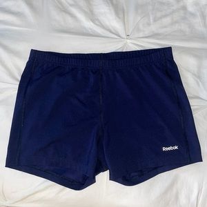 REEBOK WOMEN’S DARK BLUE SPANDEX SHORTS. SIZE M.